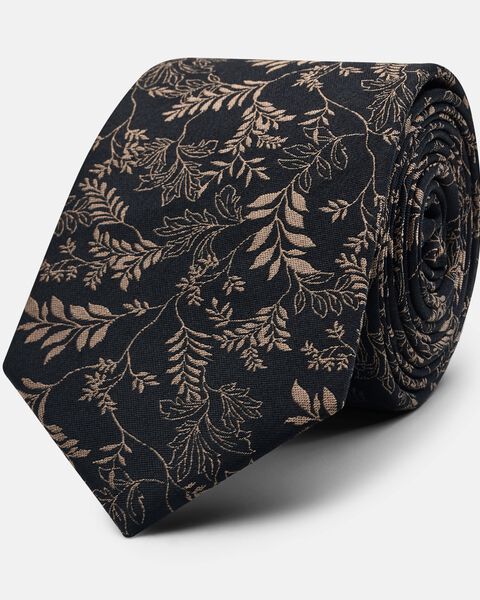 Mens Black/Gold Silk Tie